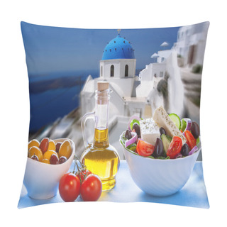 Personality  Greek Salad In Santorini Island In Greece Pillow Covers