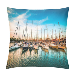 Personality  Yachts At Sunset Pillow Covers