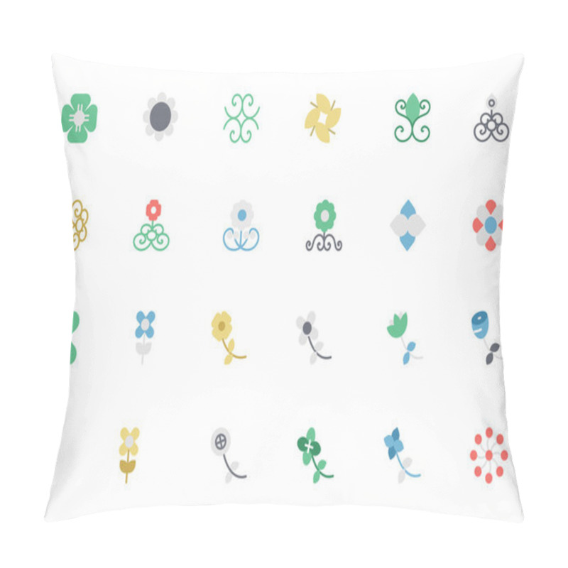 Personality  Flowers and Floral Colored Vector Icons 5 pillow covers