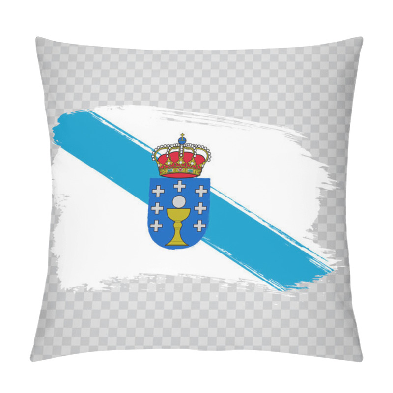 Personality  Flag of Galicia brush strokes. Flag Autonomous Community Galicia of Spain on transparent background for your web site design, logo, app, UI. Kingdom of Spain. Stock vector.  EPS10 pillow covers