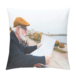 Personality  Man Looking At Map  Pillow Covers