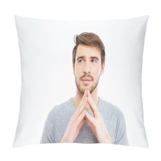 Personality  Portrait Of A Young Man Thinking  Pillow Covers