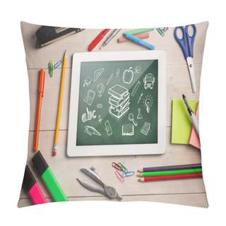 Personality  Digital Tablet On Students Desk Pillow Covers