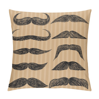 Personality  Different Types Of Mustaches. Retro Style. Pillow Covers