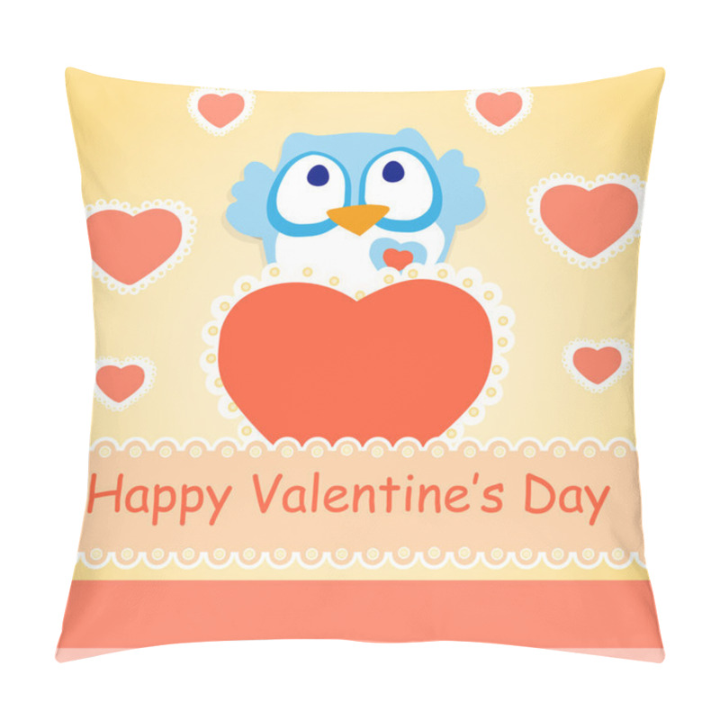 Personality  Vector Background For Valentines Day With Owl. Pillow Covers