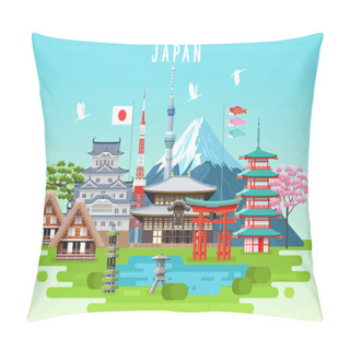 Personality  Japan Travel Infographic. Pillow Covers