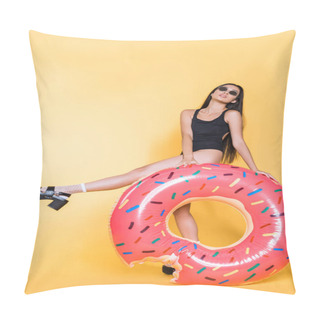 Personality  Woman With Doughnut Pool Float Pillow Covers