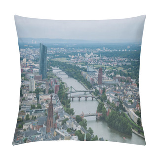 Personality  Aerial View Of Bridges Over Main River And Buildings In Frankfurt, Germany  Pillow Covers