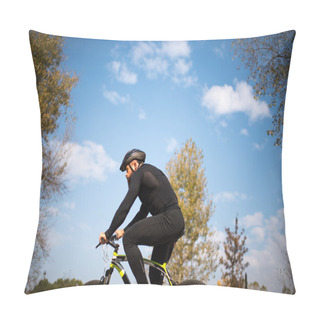 Personality  Bearded Man Cycling In Park Pillow Covers