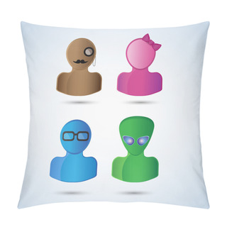 Personality  Vector Set Of Four Different Faces. Pillow Covers