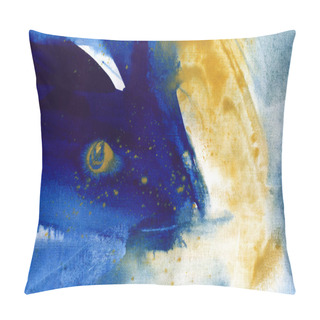 Personality  Blue Ultramarine Watercolor Texture Background. Hand Drawn Azure And Yellow Ombre, Brush Gradient Strokes.  Pillow Covers