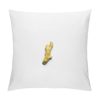 Personality  Top View Of Ripe Ginger On White Background  Pillow Covers