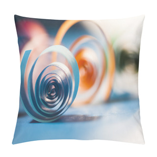 Personality  Macro, Abstract, Background Picture Of Colored Paper Spirals On Paper Background Pillow Covers