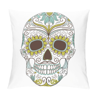 Personality  Day Of The Dead Colorful Skull With Floral Ornament Pillow Covers