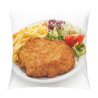 Personality  Fried Pork Chop French Fries And Vegetables Pillow Covers