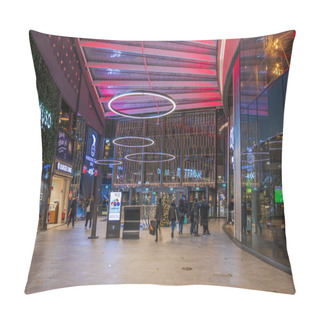 Personality  Beautiful Interior View Of The Shopping Center Adorned For The Christmas Holidays.  Pillow Covers