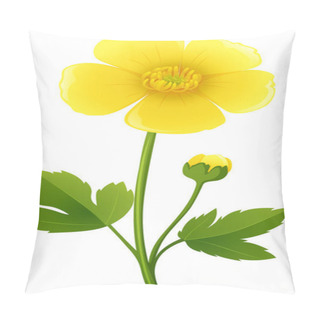 Personality  Buttercup Flower In Yellow Color Pillow Covers