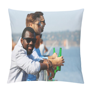 Personality  Men Talking On The Riverside Pillow Covers