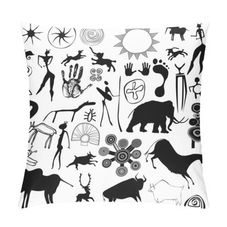 Personality  Cave Painting - Primitive Art - Vector Pillow Covers