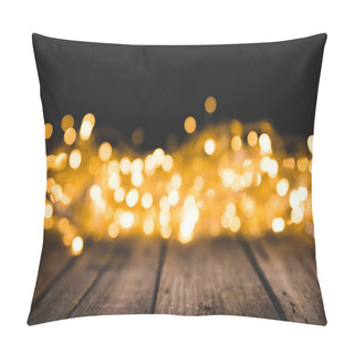 Personality  Christmas Bokeh Lights On Wooden Surface Pillow Covers