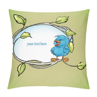 Personality  Vector Floral Frame With Blue Bird Pillow Covers