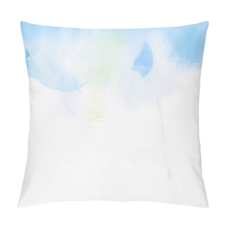 Personality  Light Blue And Green Splashes Of Alcohol Inks On White As Abstract Background Pillow Covers
