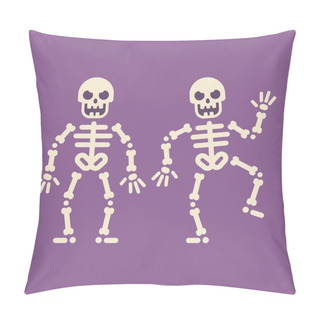 Personality  Two Happy Dancing Skeletons. Trick Or Treat. Halloween Character Flat Illustration Pillow Covers
