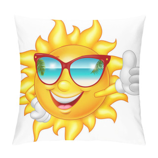 Personality  Cartoon Smiling Sun Giving Thumb Up Pillow Covers