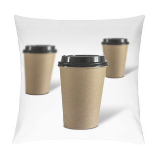 Personality  3 Coffee Paper Cups Isolated On White Pillow Covers