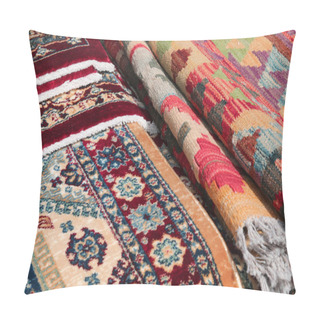Personality  Background Of Persian Type Carpets And Also Kilim Type With Geom Pillow Covers