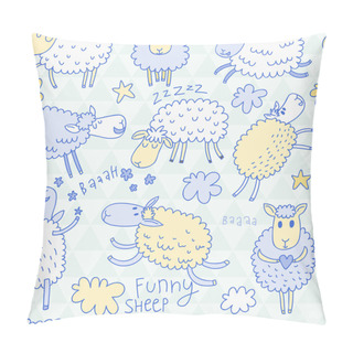 Personality  Funny Cartoon Sheep In The Sky Pillow Covers