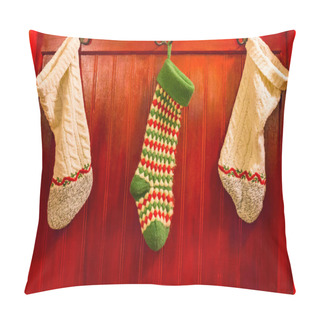 Personality  Three Stockings Hanging On Hooks Pillow Covers