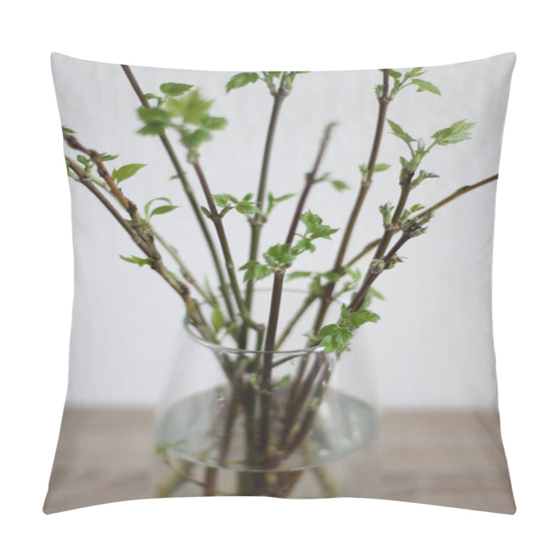 Personality  branches vase white green blooms pillow covers