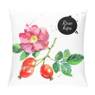 Personality  Hand Drawn Watercolor Painting Rosehips Pillow Covers