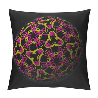 Personality  Artfully Designed And Colorful Ball, 3D Illustration On Black Background  Pillow Covers
