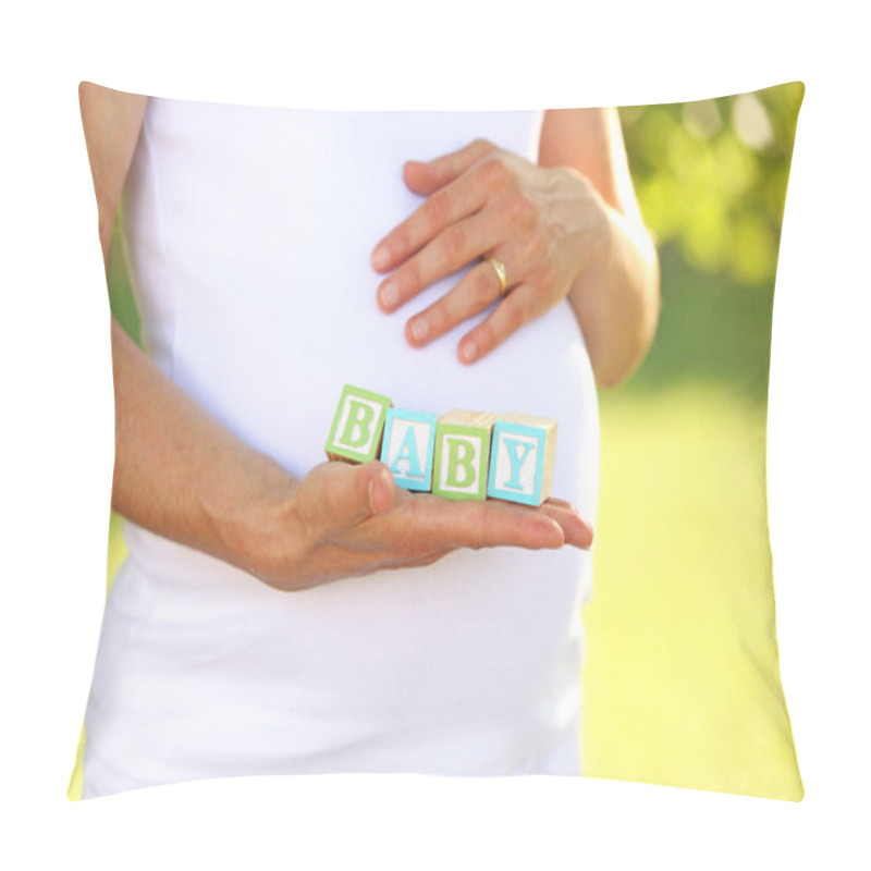 Personality  Pregnant Woman Holding Word Baby Pillow Covers