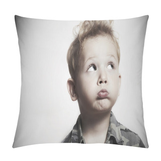 Personality  Child. Funny Little Boy. 4 Years Old. Military Shirt Pillow Covers