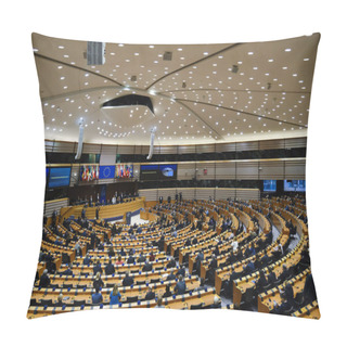 Personality  General View Inside The European Parliament As Holocaust Memorial Day Is Marked In Brussels, Belgium  On January 26, 2023.  Pillow Covers