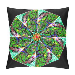 Personality  Fantasy Latin American Ornament Done In Kaleidoscopic Style. Pillow Covers