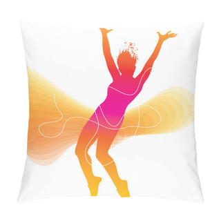 Personality  The Dancer. Colorful Silhouette With Lines And Sprays On Abstrac Pillow Covers