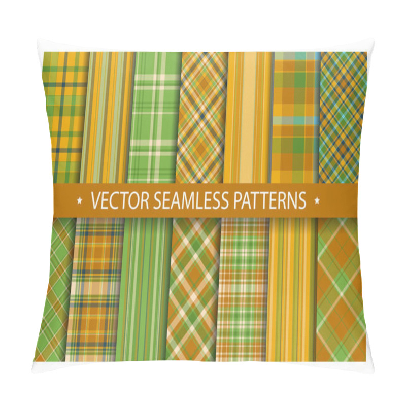 Personality  Tartan set pattern seamless plaid vector. Geometric background f pillow covers