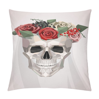 Personality  Skull With Wreath And Veil Pillow Covers