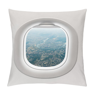 Personality  Looking Out The Window Of A Plane To The City Of Prague Pillow Covers