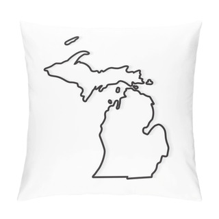 Personality  Black Outline Of Michigan Map- Vector Illustration Pillow Covers