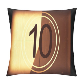 Personality  3D Rendering Of A Monochrome Universal Countdown Film Leader. Countdown Clock From 10 To 0. Effect Of Old Film Rolling With Details, Scratches, Lines, Dirt, Markers And Film Grain Pillow Covers