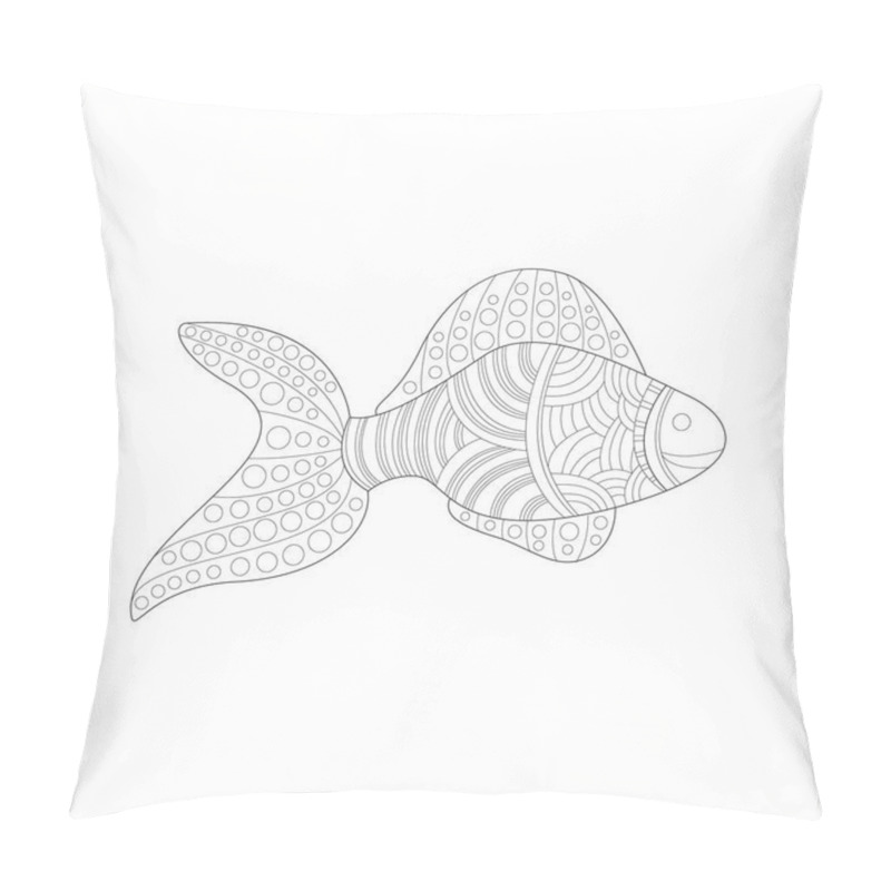 Personality  Tropical Fish Sea Underwater Nature Adult Black And White Zentangle Coloring Book Illustration pillow covers