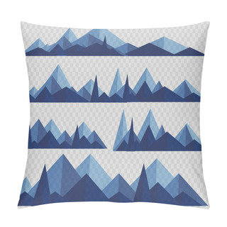 Personality  Mountains Low Poly Style Set. Polygonal Mountain Ridges. Pillow Covers