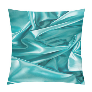 Personality  Turquoise Crumpled Shiny Silk Fabric Background Pillow Covers