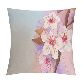 Personality  Oil Painting Cherry Blossom Flowers. Sakura Pillow Covers