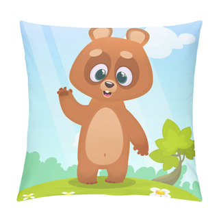 Personality  Cute Cartoon Teddy Bear On A Meadow With Flowers  Pillow Covers